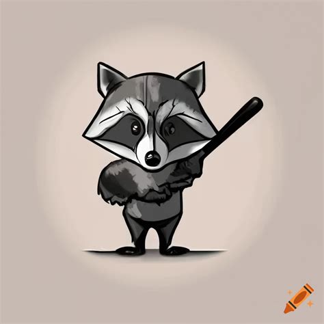 Raccoon Holding A Baseball Bat In Monochromatic Uniform Logo On Craiyon