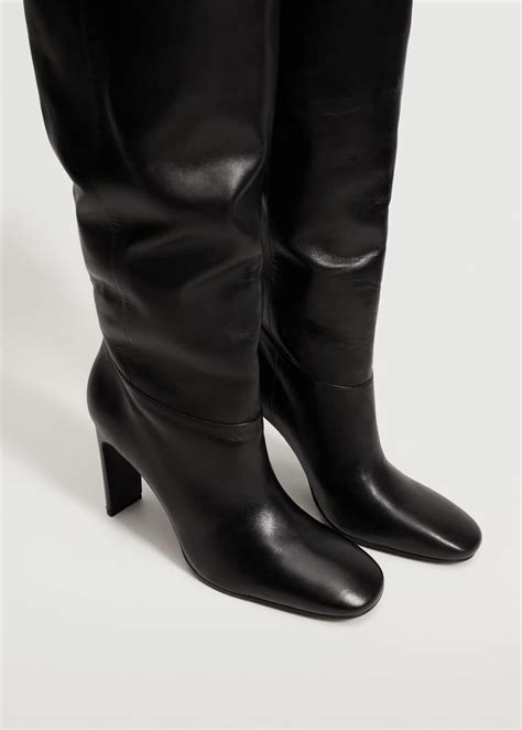 Leather Boots With Tall Leg Women Mango Usa