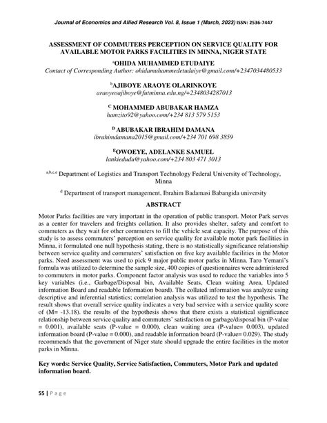 Pdf Assessment Of Commuters Perception On Service Quality For