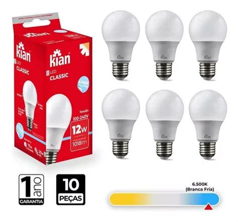 Kit 10 Lâmpada Led Bulbo A60 12w 6 500k Branca Fria Bivolt