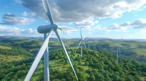 Premium Photo A Group Of Wind Turbines On A Lush Green Hillside