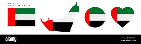 United Arab Emirates Flag Icon Set Uae Pennant In Official Colors And