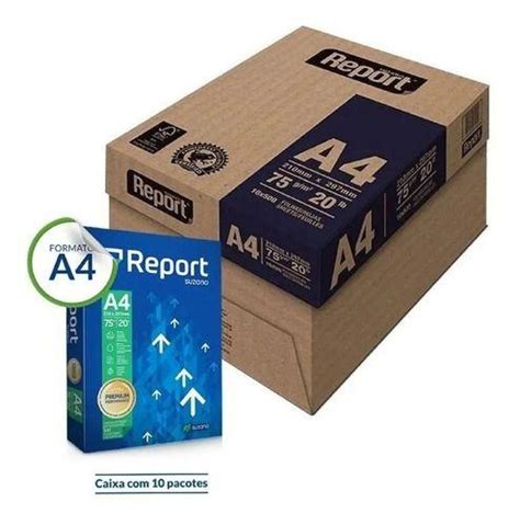 Caixa Fechada Papel Sulfit A4 Report 75g 500 Folhas Papel Sulfite