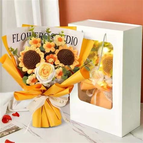 Flower Bouquet Crochet Flower Bunga Bulu Siap Pembelian Kumpulan