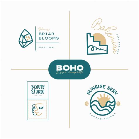 Premium Vector Boho Logo Design Templates Collections Doodle Bohemian Icons And Symbols Set