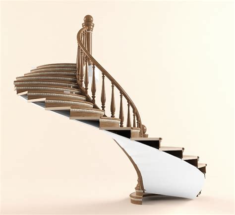 3ds Max Classic Spiral Interior Staircase