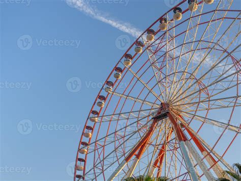 Ferris Wheel Against The Sky Amusement Park On The Sea Rest Zone