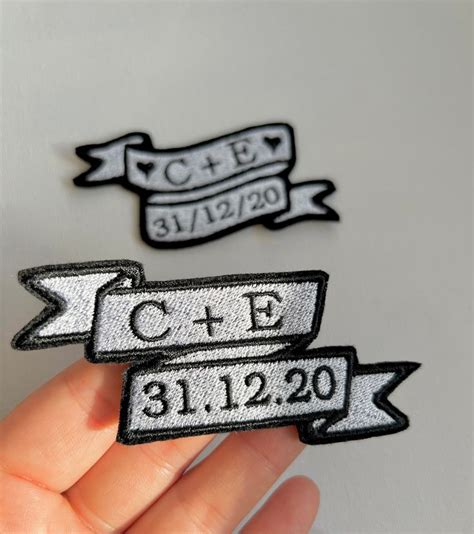 Custom Anniversary Date And Couple Initials Embroidered Patches Sew On