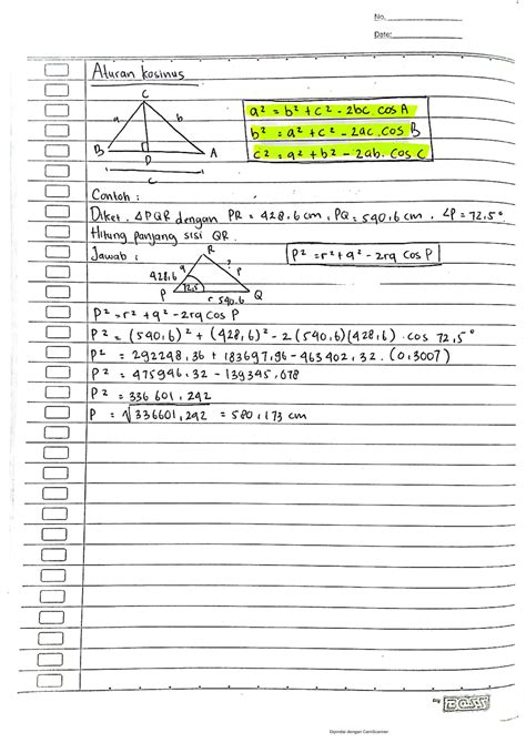 SOLUTION Aturan Kosinus Dan Latihan Soal Mtk Sma Studypool