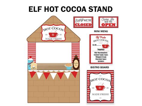 Elf Hot Cocoa Stand Elf Christmas Props Printable Elf Hot Cocoa Booth