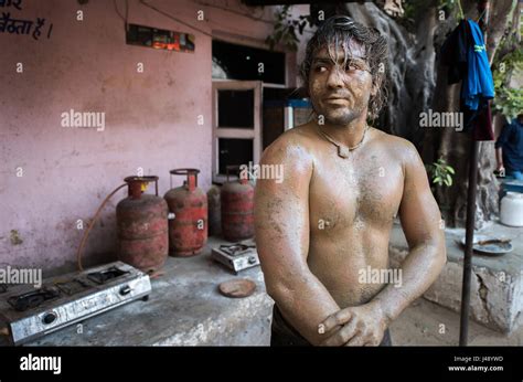 New Delhi, India. 2nd May, 2017. A Pehlwani wrestler poses in Guru Hanuman Akhara training ...