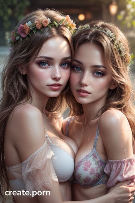 Blonde Hair Flower Crown Two Girls Hugging Ai Porn