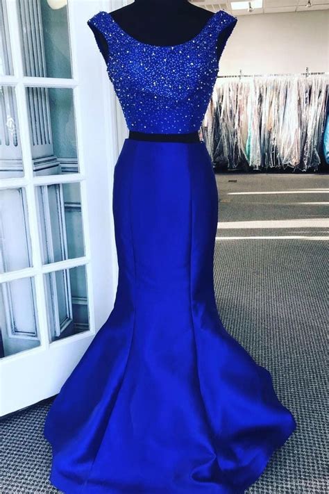 Two Piece Royal Blue Mermaid Prom Dresses With Beaded · Dressydances