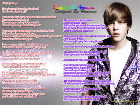 Lyrics Wallpapers: Justin Bieber - One Less Lonely Girl