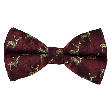 Burgundy Reindeer Novelty Christmas Bow Tie