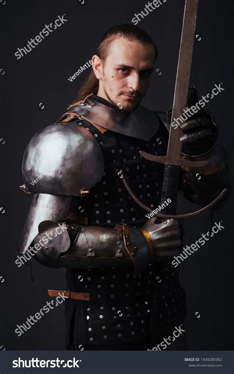 Portrait Medieval Knight Twohanded Sword Warrior Stock Photo 1439289362