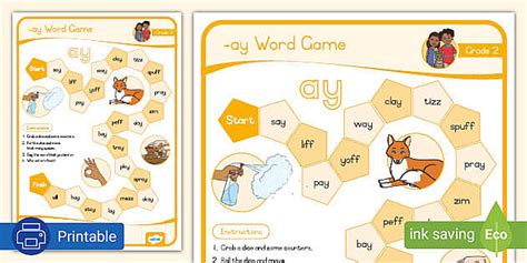 Grade 2 Phonics Ay Printable Game Twinkl