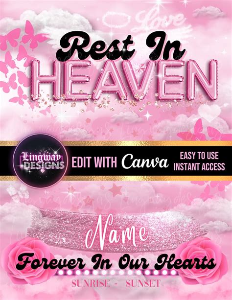 Glam Pink Rest In Heaven Forever In Our Hearts Angel Png Add Words