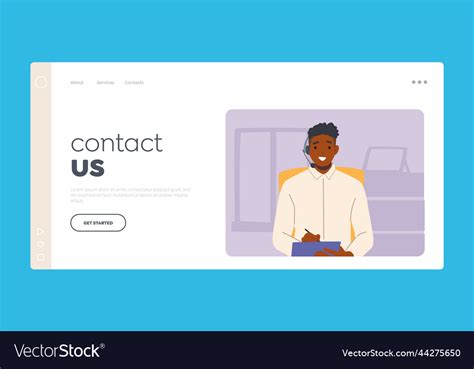 Call Center Landing Page Template Customer Vector Image