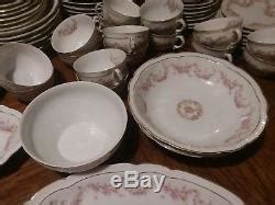 Antique China Z S Co Scherzer Bavaria Orleans Pink Roses 70 Pcs