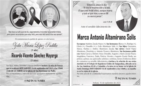 PARTES MORTUORIOS Y OBITUARIOS 19 DE SEPTIEMBRE DE 2023 El Heraldo