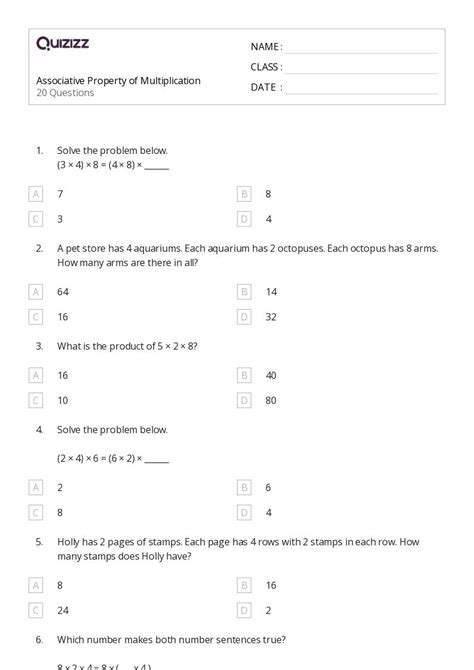 50 Associative Property Of Multiplication Worksheets For 3rd Grade On Quizizz Free And Printable