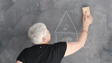 Mature Woman Teacher At The Blackboard Stock Footage Video Of