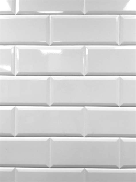 White Glossy Finish Beveled Ceramic Subway Tiles Fsmarble India