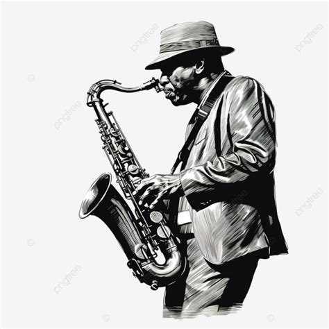 Jazz Musician Playing Saxophone Scratchboard Jazz Musician Jazz