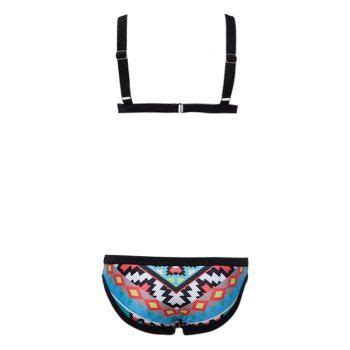 Sexy Women S Spaghetti Strap Push Up Geometric Bikini Set Black M