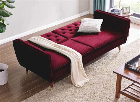 Canape Clic Clac Convertible Places En Tissu Velours Rouge Ariane