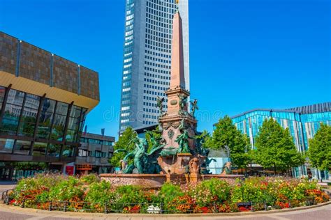 Mendebrunnen Fountain and Gewandhaus in German Town Leipzig Stock Photo - Image of history ...