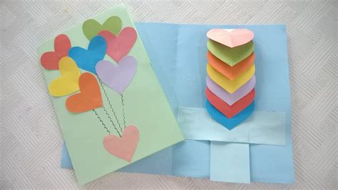 How To Make Rainbow Heart Waterfall Card By Paper Youtube