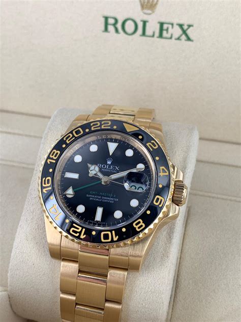 Rolex Gmt Master Ii Black Dial Ct Yellow Gold Carr Watches