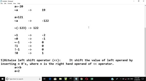 Bitwise Operator 2 Theory And Practical C Language Youtube