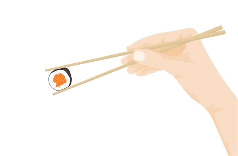 Vector Illustration Of Hand Holding Chopsticks Sushi Vector 3471398