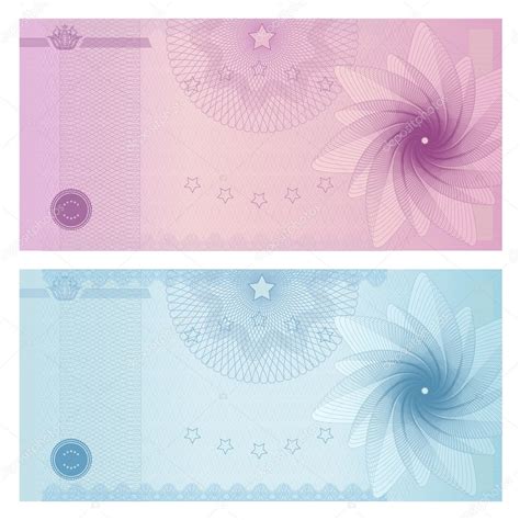 Gift Certificate Voucher Coupon Template With Guilloche Pattern