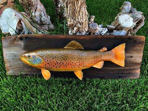 Handcrafted Brown Trout, Fishing Art, Fly Fishing, Sculpture, Trout Art ...