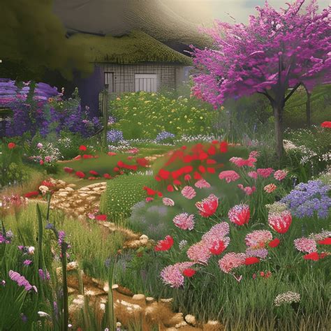 Cozy Country Flower Gardens Hyper Realistic And Intricate Creative