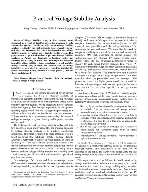 PDF Practical Voltage Stability Analysis