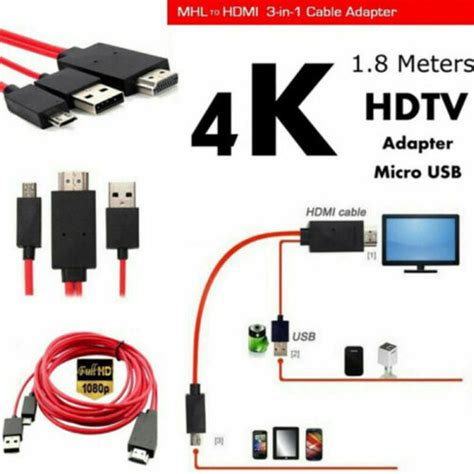 Mhl Micro Usb To Hdmi 1080p Hd Tv Cable Adapter For Samsung Android