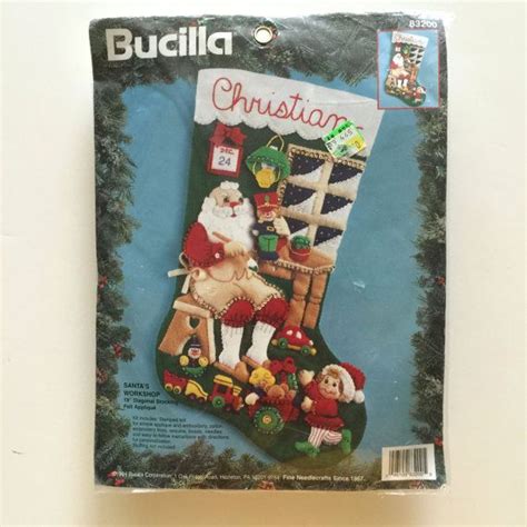 Bucilla Felt Christmas Stocking Kit Santas Workshop Etsy Christmas