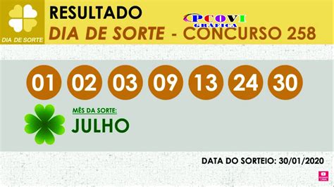 Dia De Sorte 258 Resultado Do Concurso 30 01 2020 YouTube