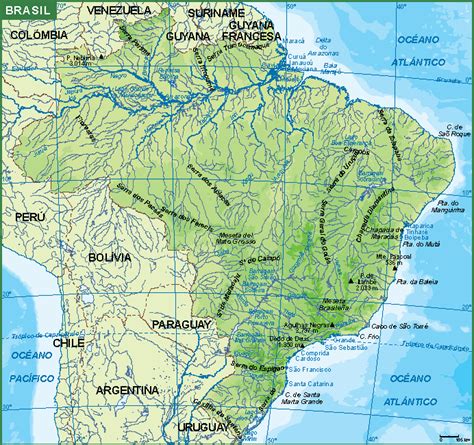 Brasil mapa fisico | Digital Maps. Netmaps UK Vector Eps & Wall Maps