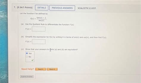 Solved Let The Function F Be Defined By F X Sec X Tan X 1 Chegg