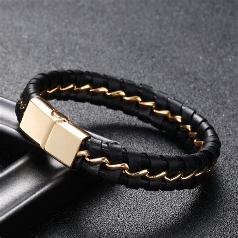 Leather braided black men’s leather bracelet – onehvm.com