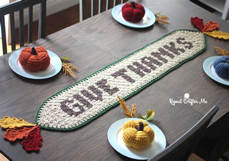 Crochet Thanksgiving Table Runner - Repeat Crafter Me