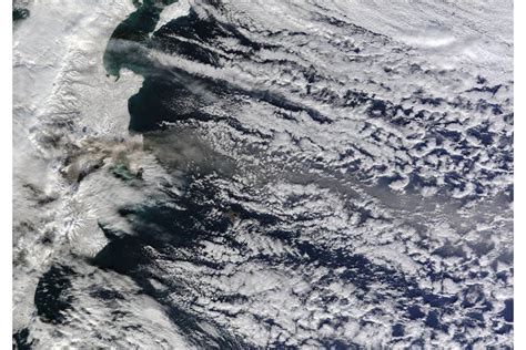 Ash Plume From Shiveluch Kamchatka Peninsula Eastern Russia