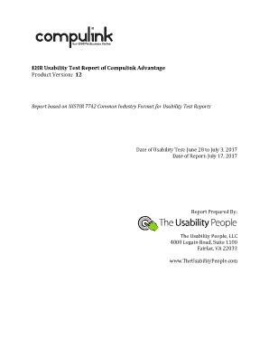 Fillable Online Ehr Usability Test Report Of Compulink Advantage