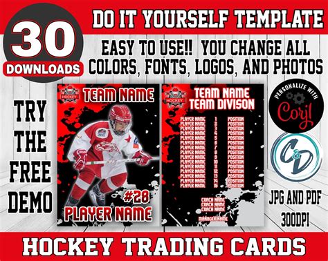 Customizable Hockey Card Template Editable Sports Card Design Corjl